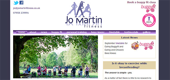 Jo Martin Fitness - a new site by ee web design and development
